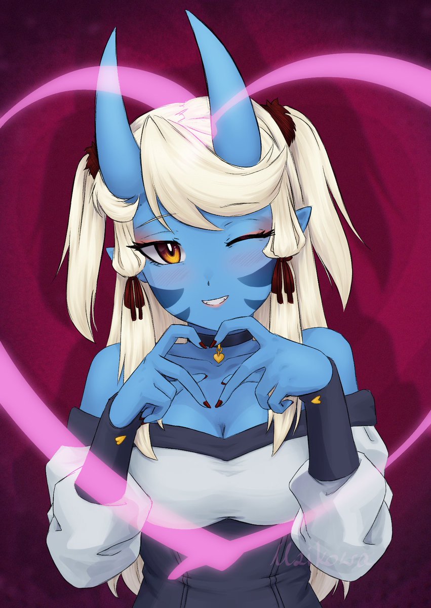 Uzikowa_'s tweet photo. Ozen invites you to a v-day dinner~ Will you be her Valentine? 🫣 #art #animestyle #OC #OzenArt #vtuber #blueoni #uzikowa #rkgk https://t.co/oJFFdKh9t0