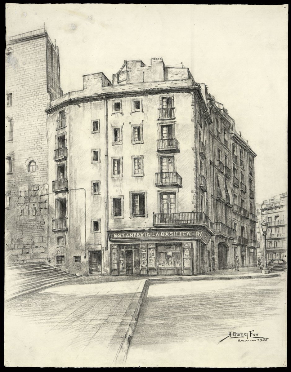 Edificis de les escales de la Catedral. Al costat, l'AHCB.
catalegarxiumunicipal.bcn.cat/ms-opac/permal…