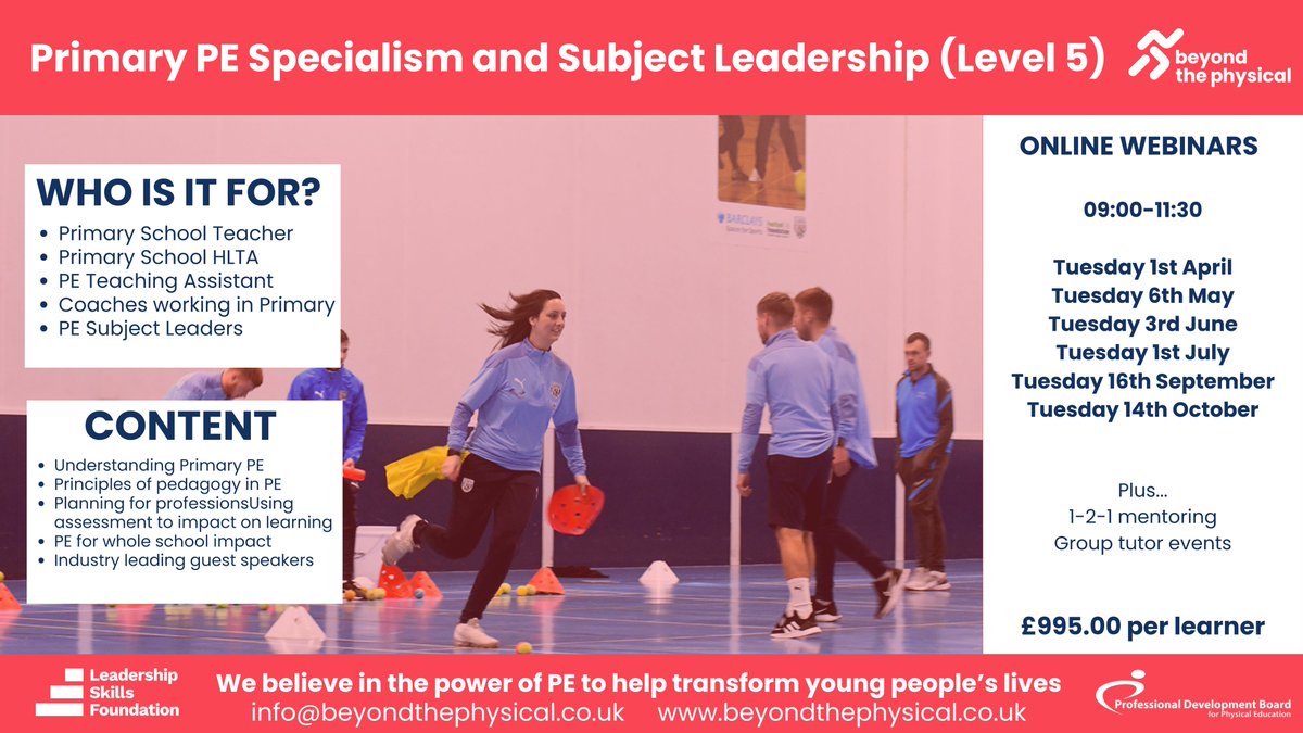 Our next Primary PE Specialism course begins in April! 

Find out more about this accredited professional development opportunity👇

beyondthephysical.co.uk/primary-pe-spe…