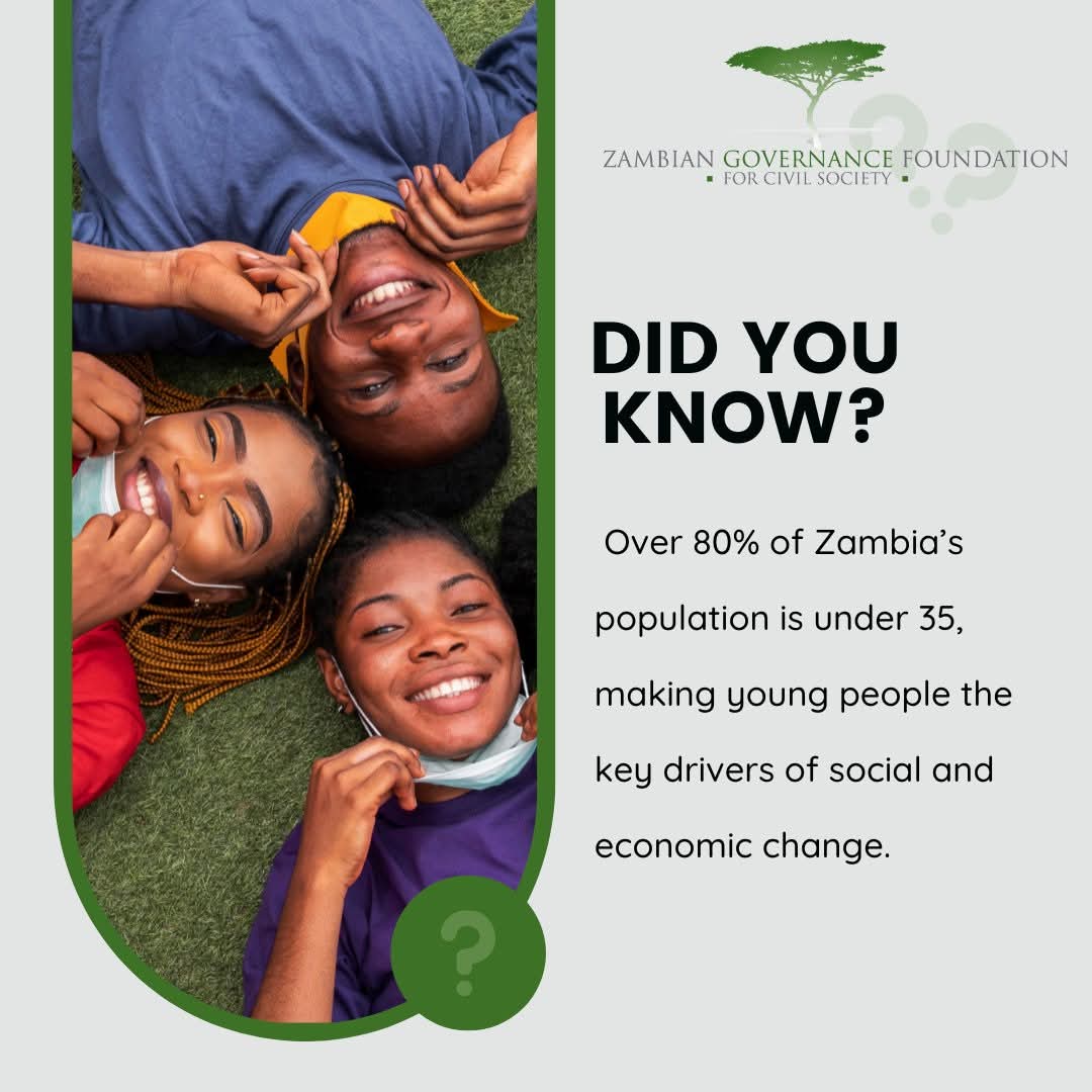 Did you know that over 80% of Zambia’s population is under 35? This means that young people aren’t just the future, they are the driving force behind today’s transformation
🌍💡.#YouthPowerZambia #DidYouKnow #FutureLeaders #EndlessPossibilities