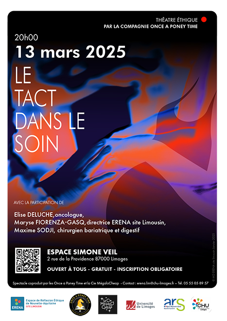 🎭La compagnie de théâtre d’improvisation Once a poney time  se produira à l'initiative d <a href="/ERENALimoges/">Espace de Réflexion Ethique ERENA Limousin</a> dans le cadre d’un théâtre éthique : Le tact dans le soin à l’Espace Simone Veil à <a href="/VilleLimoges87/">Ville de Limoges</a>  RDV jeudi 13 mars à 20h gratuit sur inscription 👉urlr.me/G4e8HJ