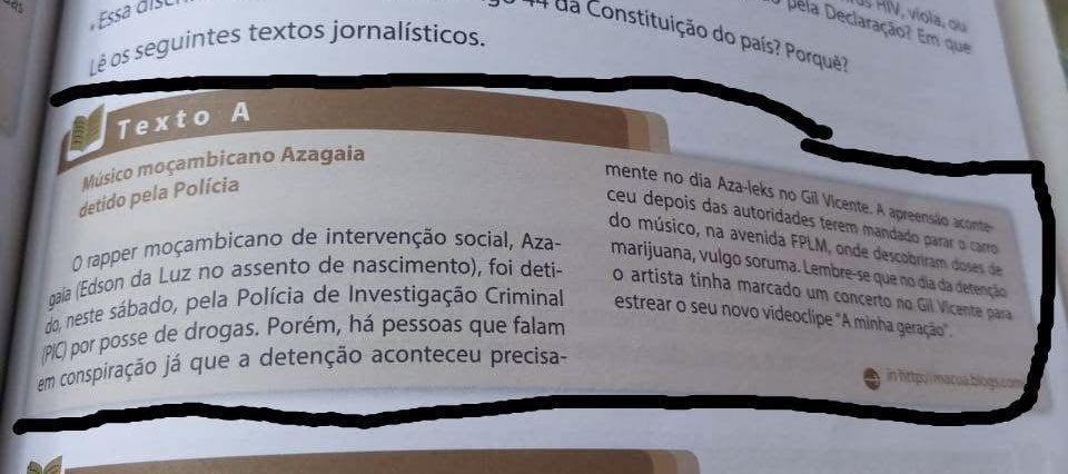 O livro  em causa, os autores do mesmo e o texto problemático. 
Academicamente falando, não há muito que tecer. Mas no contexto social, histórico e face a conjuntura do país, ISTO É PROBLEMÁTICO.