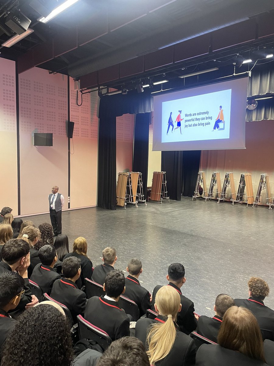 TUESDAY ASSEMBLY - Mr Dunkley delivering a really powerful assembly in line with Race Equality and how “words are extremely powerful, they can bring joy but also pain”. As always, so inspiring Mr Dunkley the Y9 family are very lucky to have you delivering today!💚 #BestYearTeam