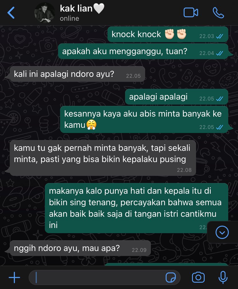 ".... sleramu yang lebih maju, tapi tak karuan."

— #SalsaLian fewtweet au