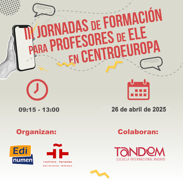 Edinumen's tweet image. 🇸🇰🇸🇮🇭🇺🇱🇮🇱🇺🇵🇱🇨🇿🇦🇹🇷🇴🇭🇷🇧🇦 ¿Eres profe de #ELE en Centroeuropa?
👉 Asiste a la III Jornada de Formación para profesores de ELE en Centroeuropa.
📆 26/Abr/2025
💻 En línea
🔗 eventos.edinumen.es/eventos/iii-jo…
✨Organizamos: Edinumen y Aula Cervantes Bratislava
🤝Colabora: @TANDEMSchools