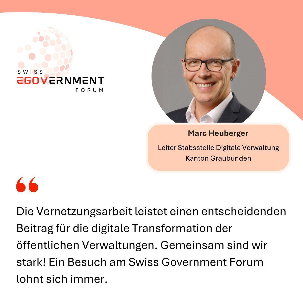 Wir bedanken uns bei unserem Fachbeirat Marc Heuberger, Leiter Stabsstelle Digitale Verwaltung Kanton Graubünden, für die Unterstützung zum Programm. 

#swissegovernmentforum #egov #egovernment #digitaleverwaltung #Verwaltung #Gemeinde #Behörden #Stadt #Kanton #Bund