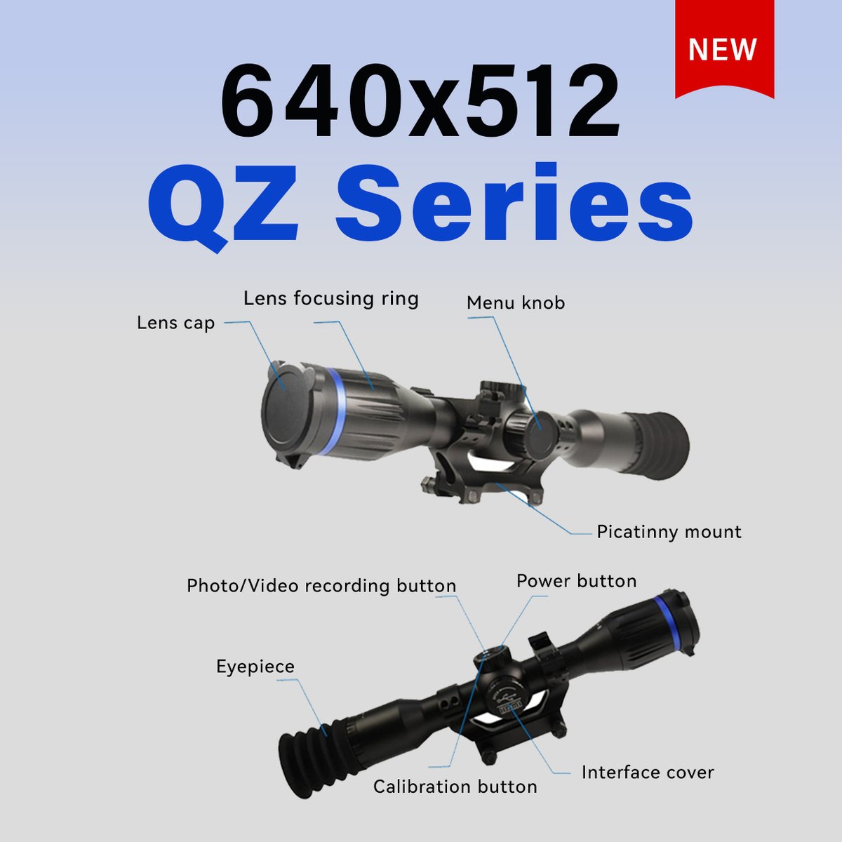 Hdaniee888's tweet photo. Meet the newest QZ Series !
🔵 An HD 640×512 @ 12 µm thermal imaging sensor. 🔵 A 35 mm focal length lens for a higher base magnification (2.5x) and more precision. 
🔵 Just like in your conventional daytime riflescope.  🔵 Extreme detection range of up to 1400 m.  More info https://t.co/wUYne4p2et