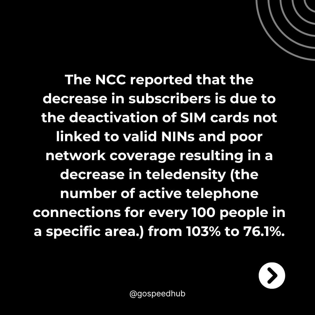GoSpeedHub's tweet photo. Do you think the number of internet subscribers in Nigeria will keep declining, or will it increase?
Share your thoughts in the comments section below.
#internet #NCC #mtn #Airtel #GLO #9mobile #Starlink #Elon #Satelite #CRYPTO #40GB #15GB #tech #technology #gospeedhub https://t.co/T4ir6edTyR