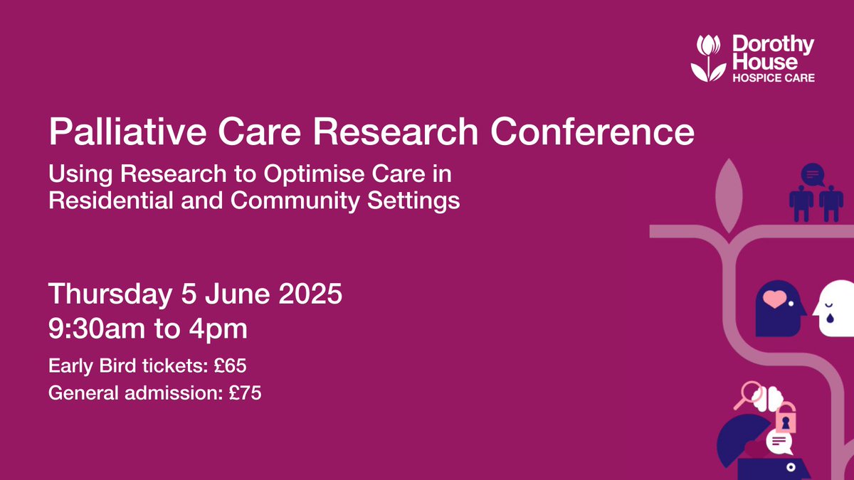 Dorothy House Hospice Care (@dorothyhousehc) on Twitter photo We’re excited to be hosting our #PalliativeCare Research Conference here at the Hospice in June! Don’t miss your chance to network with other professionals and gain insights from some fantastic speakers – tickets are on sale now! We’re excited to be hosting our #PalliativeCare Research Conference here at the Hospice in June! Don’t miss your chance to network with other professionals and gain insights from some fantastic speakers – tickets are on sale now!