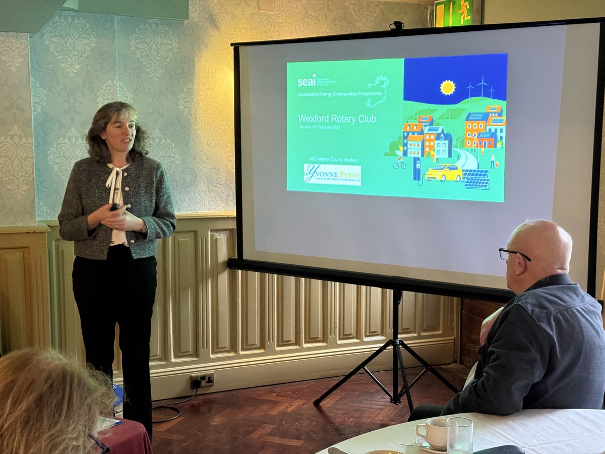 Yvonne Byrne of the SEAI spoke about how the SEAI, can reduce energy costs by upgrading insulation and installing renewable energy such as solar panels and heat pumps. Generous grants are available to individuals and businesses. Thanks, Yvonne, for a great talk.

#seai #energy