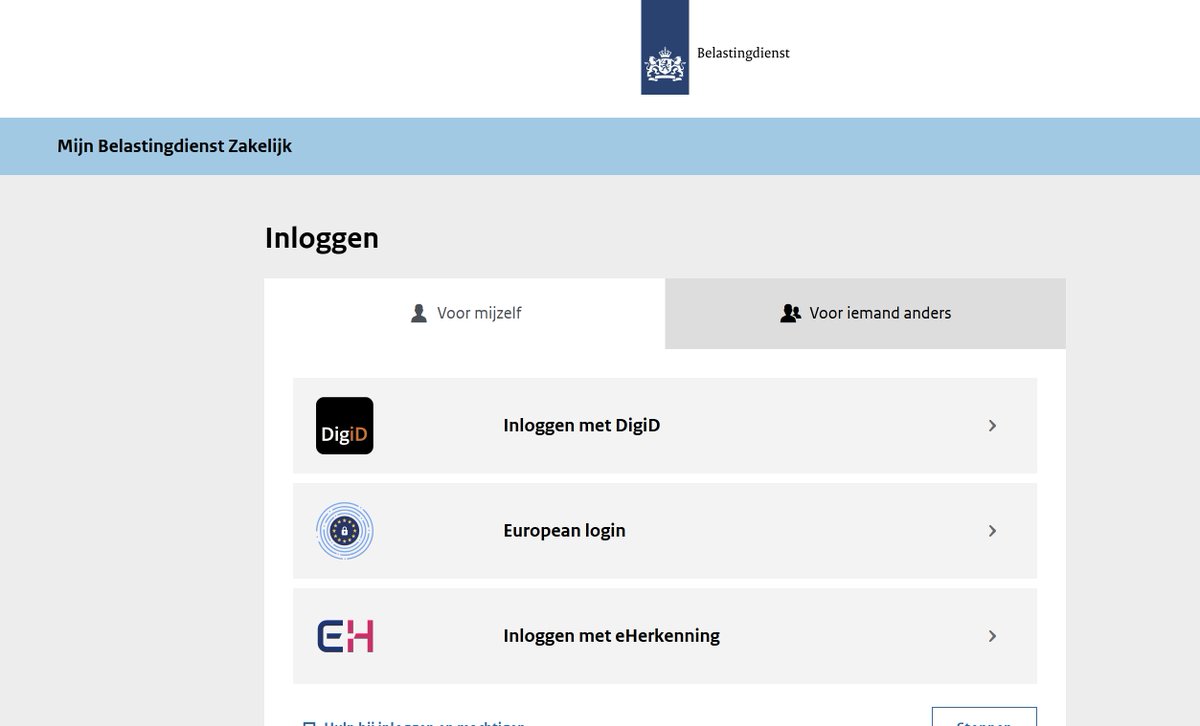 BasharSaade's tweet photo. @Belastingdienst Logging in to "Voor ondernemers" with DigiD on https://t.co/txqiqzDdJY is broken.  

I can login using DigiD to Mijn Belastingdienst, that works. https://t.co/mIvhNN8Yi0