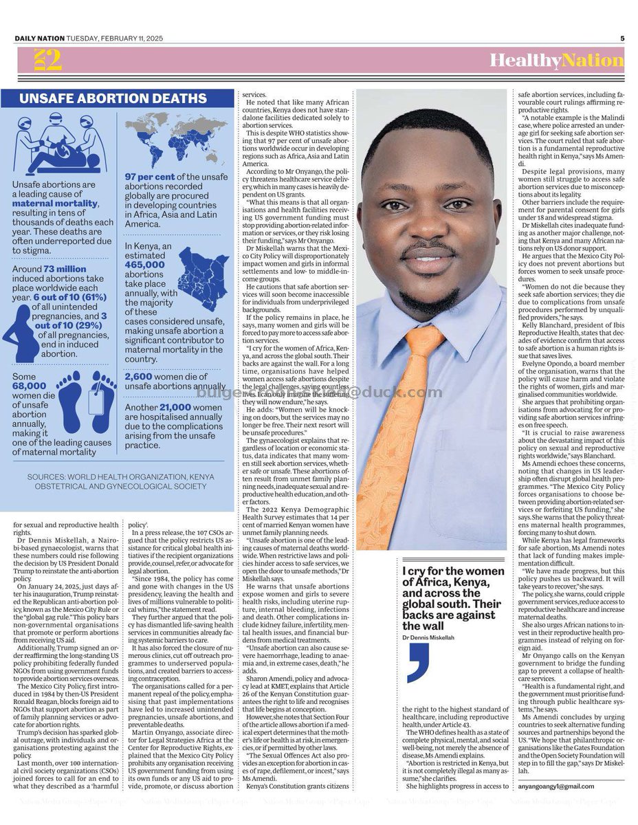 YEMKenya's tweet image. Read how the Mexico City Policy also known as the Global Gag Rule has vital implications for women and girls in Kenya even in a state where we continue to loose approximately 7 Young girls &amp;amp; women every day from Unsafe Abortion complications!

Source: @NationAfrica #HealthyNation