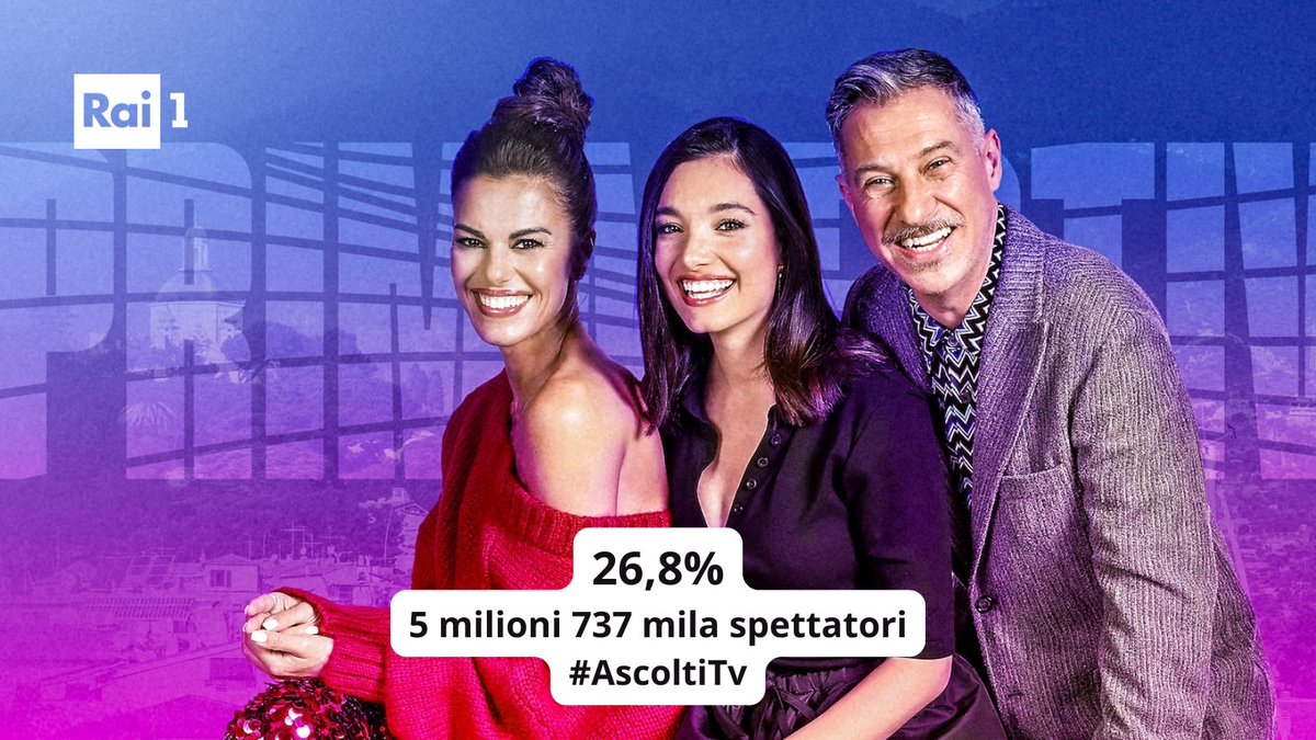 ✨ Ottimi #ascoltiTv per l'appuntamento con #PrimaFestival che ottiene il 26,8% di share con oltre 5,7 milioni di spettatori.