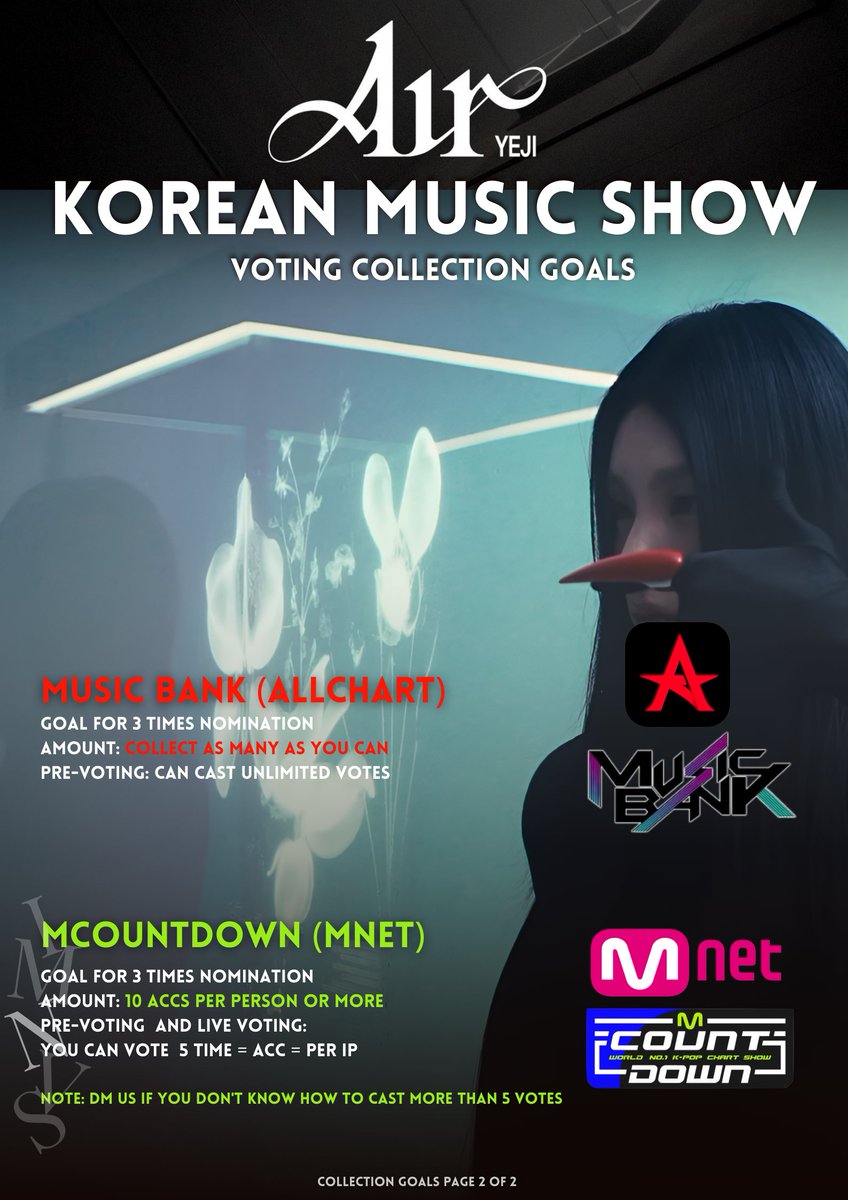 #YEJI SOLO DEBUT VOTING PREP 2025

#MIDZY GEAR UP! Here are the voting collection goals &amp; voting apps info to familiarize yourselves with.

We only have 27 days left to prepare! Pls help spread so everyone will be on board!

WE CAN DO THIS! FIGHTING MIDZYVILLE!

#YEJI_AIR #ITZY