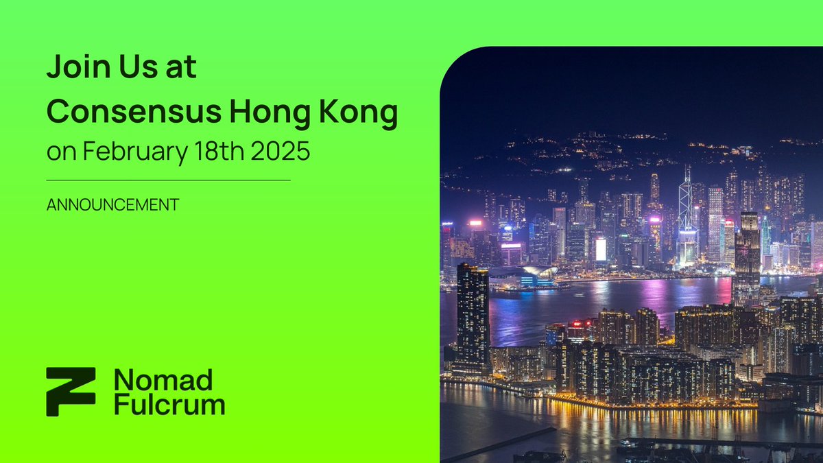 📢 Join Us at #ConsensusHK 

Top industry's leaders, investors, and entrepreneurs within blockchain, AI and Web3 will gather in Hong Kong for <a href="/consensus_hk/">Consensus Hong Kong</a> 

Want to meet? Reach out to us!

#RWAs #Bitcoin #DeFAI $NOMAD