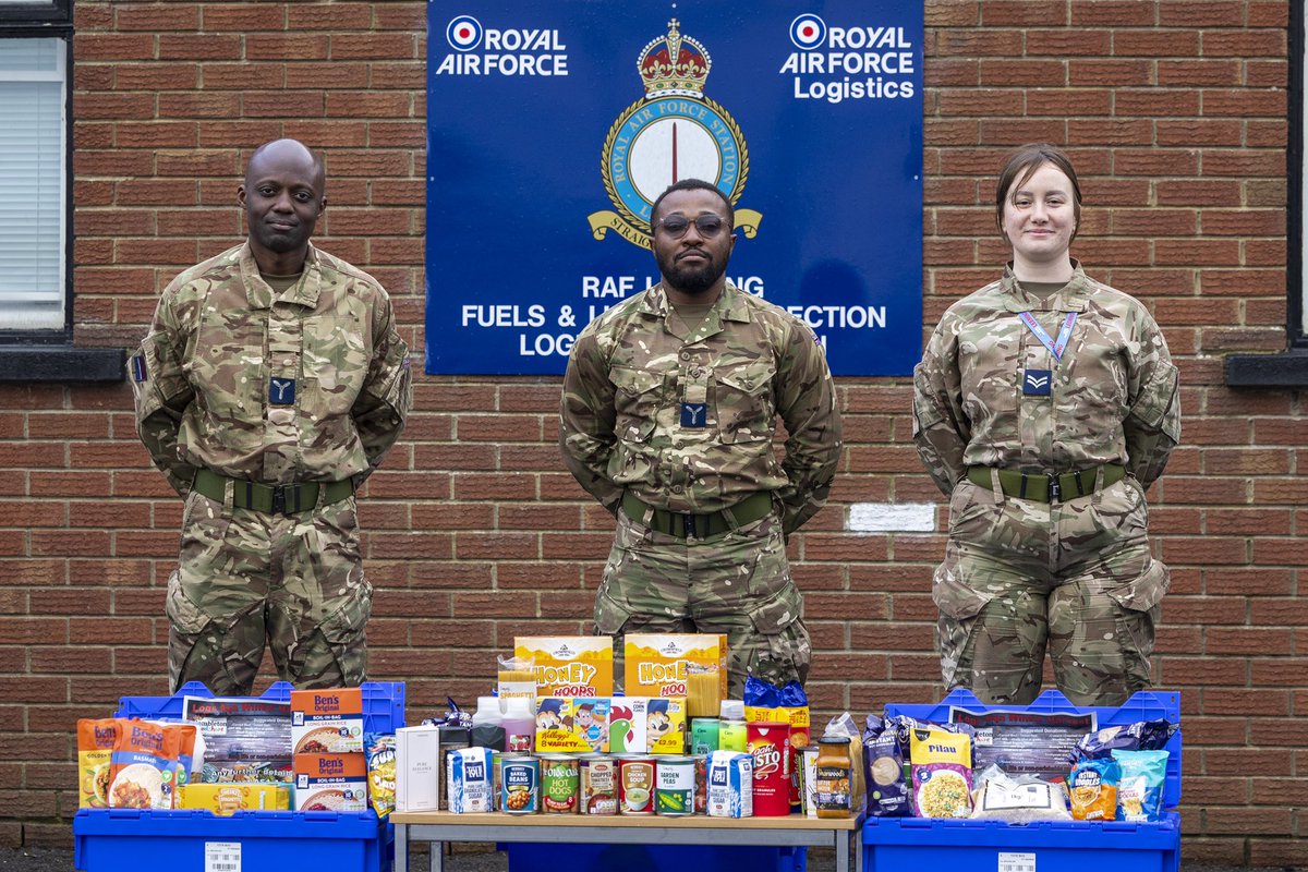 RAF Leeming Logistics Squadron joined forces to collect food &amp; essential supplies for Hambleton Food bank. Led by AS1 Adu-Appau he said: " Supporting food banks is a cause close to my heart they play a crucial role in ensuring that individuals and families don’t go hungry.