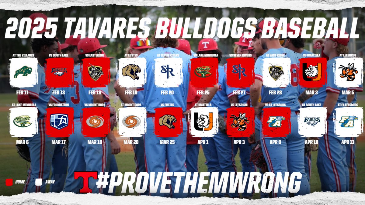 ⚾️SCHEDULE RELEASE⚾️

Introducing the 2025 Tavares Bulldogs Baseball Schedule! 🔴⚪️ #ProveThemWrong 

#TavaresBaseball #TavaresMade
