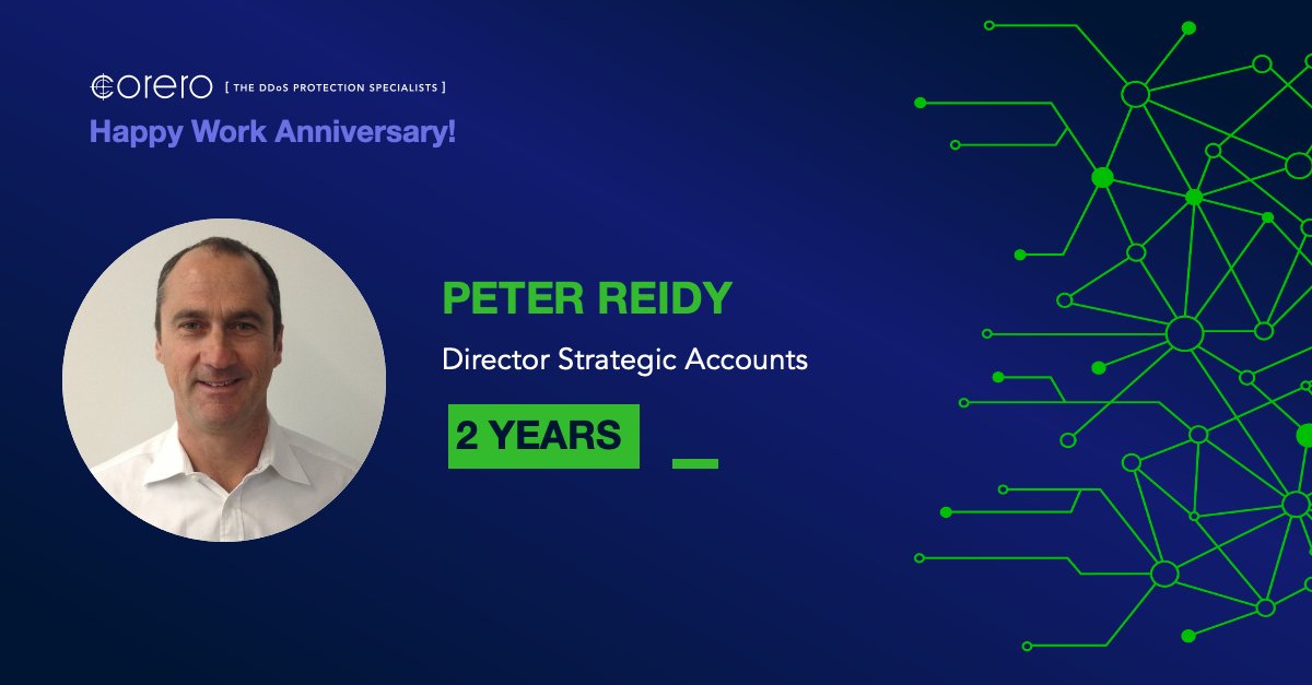 Corero's tweet photo. Cheers to 2 years, Peter Reidy! Your dedication and hard work continue to drive us forward. Thank you for all that you do—we’re excited for what’s next!
#workanniversary #Corero #CNS https://t.co/dGqdQFcth5