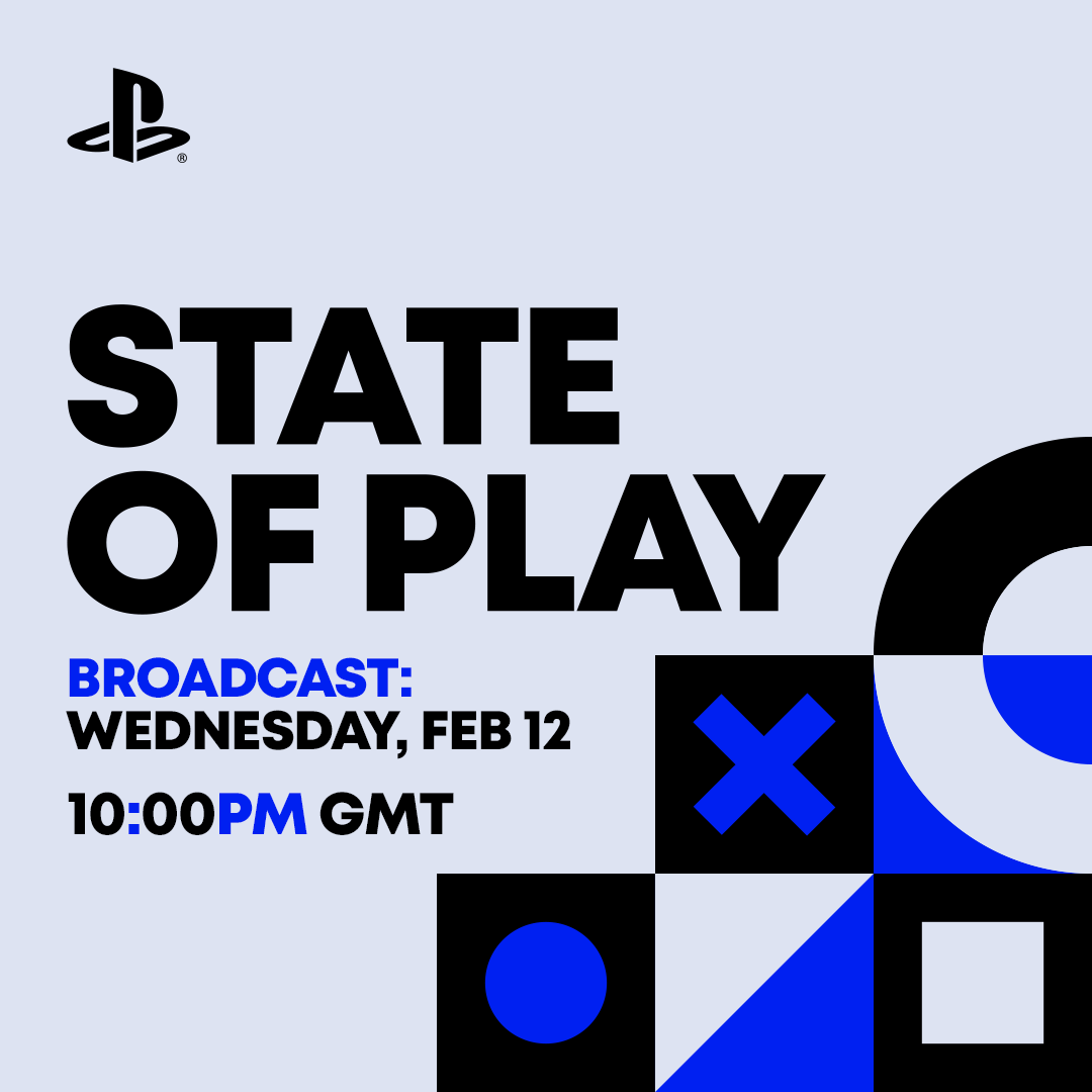 PlayStationUK's tweet image. State of Play returns tomorrow, February 12!

Tune in at 10PM GMT for news and updates on great games coming to PS5: play.st/4hQ6Weq