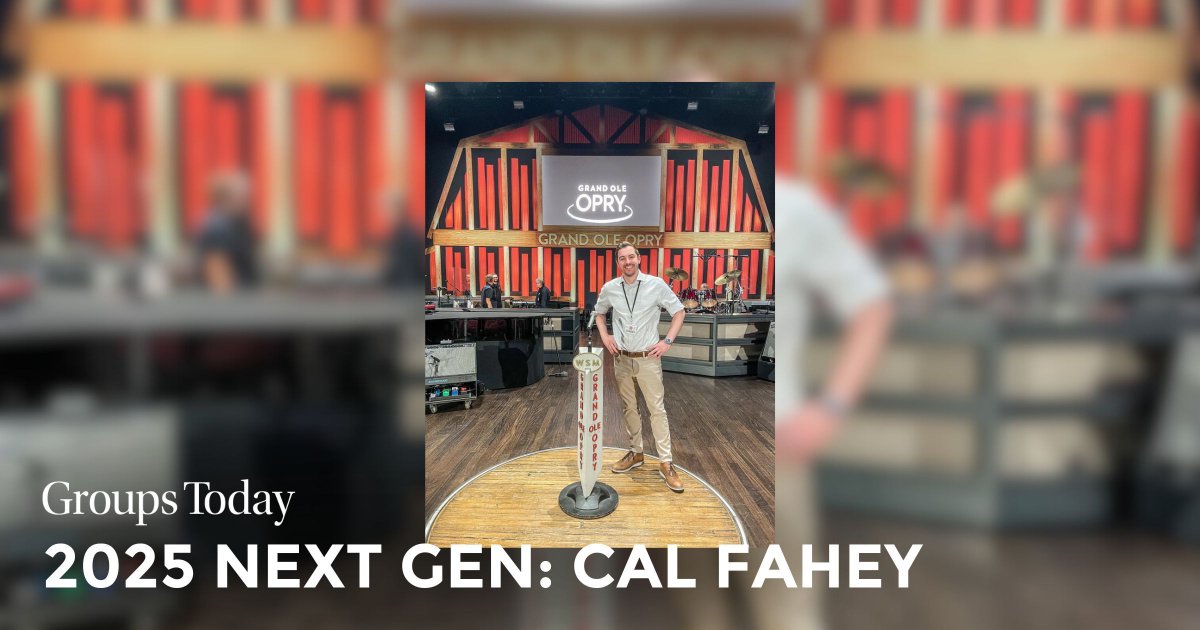 GroupsToday's tweet image. Meet one of our #2025NextGens, Cal Fahey! Inspired by @theryman concerts and Nashville, he earned degrees in music theory and arts management. As a Tourism Sales Manager, Fahey represents the @opry and Ryman Auditorium. buff.ly/4aOE6sy Photos courtesy of Cal Fahey.