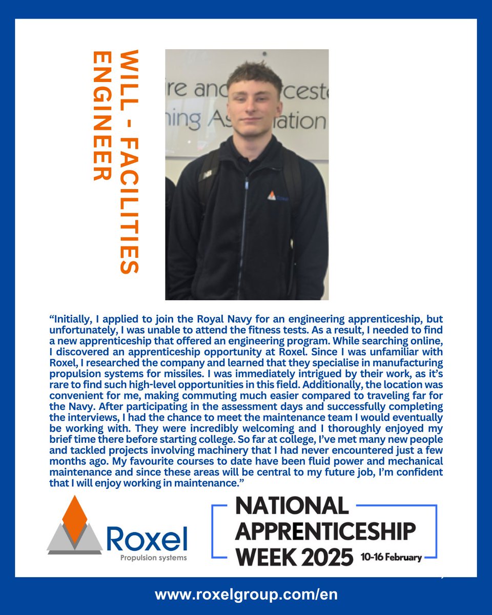 Jamie and Will are in our Facilities Engineering team. They are in their 1st year at Worcester Group Training, gaining foundational engineering knowledge through practical and theoretical learning before returning to Roxel full-time in July.
#NAW2025 #SkillsForLife #RoxelUK