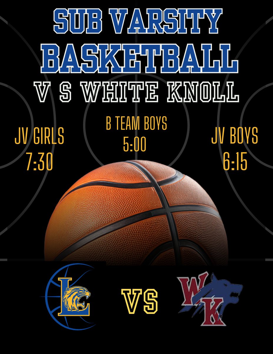 ⏲️Change  for Sub Varsity Basketball tonight! 
All games are in the gym! 
<a href="/LexingtonWBB/">Lexington Womens Basketball</a> <a href="/lhsmbb/">@LHSMBB</a>