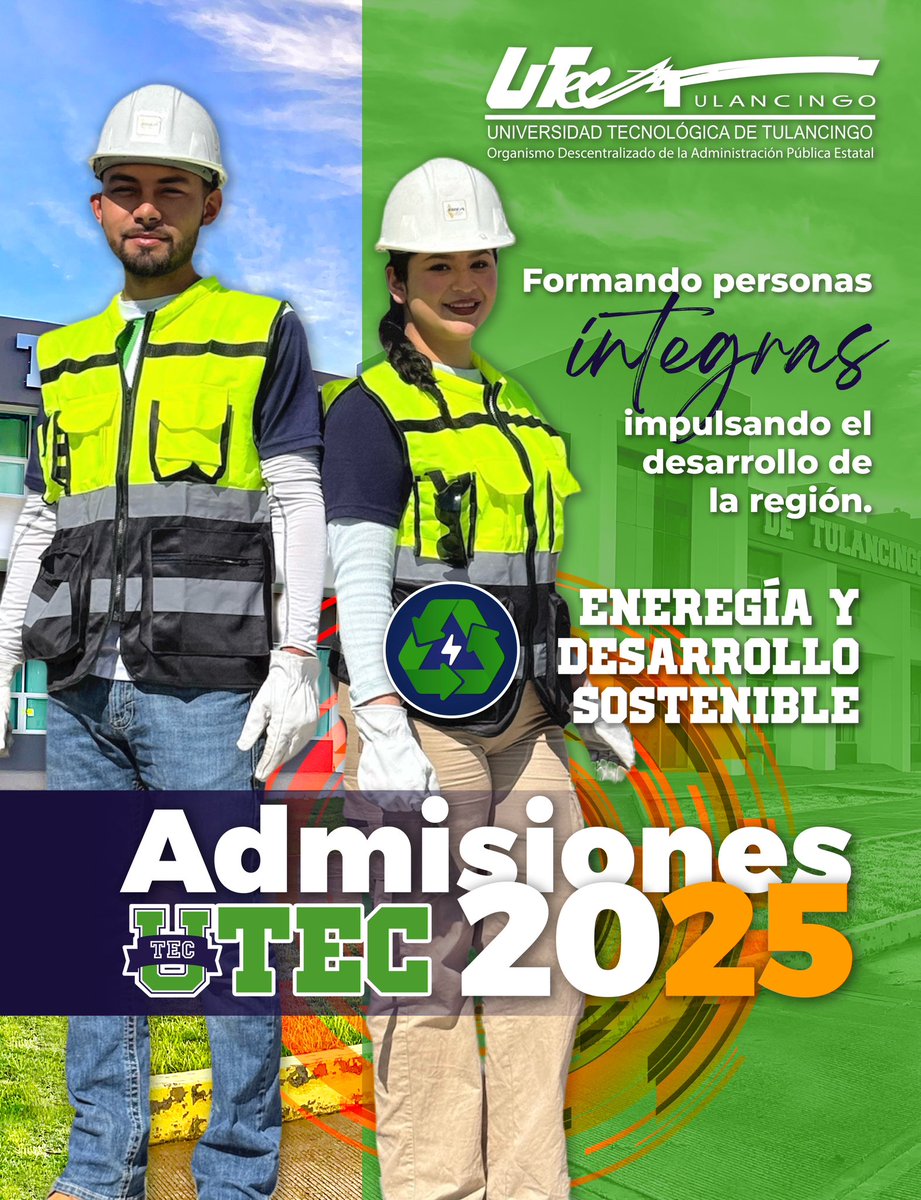 utec_tgo's tweet image. ⚡🌱 ¡Conviértete en un experto en Energía y Desarrollo Sostenible en la UTEC! 🌎🔋

📍 Más información: 
🌐  utectulancingo.edu.mx
📧 admisionesutec@utectulancingo.edu.mx
📞 775 689 0060 ext. 1170, 1171, 1551

#AdmisionesUTEC2025 #SomoSHalcones #SomosUTEC