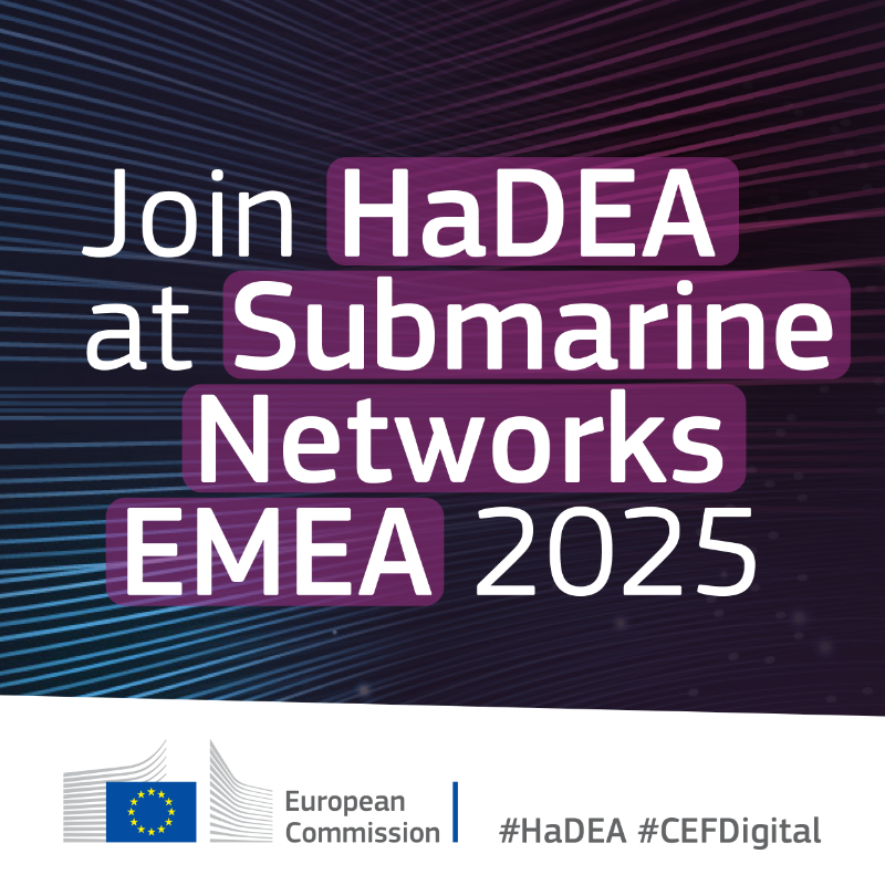 EU_HaDEA's tweet photo. 📌 Join HaDEA at Submarine Networks EMEA

Come visit HaDEA's booth (Stand 2) to get to know more about the CEF-digital topic Digital Global Gateways, current projects and future developments.

📅 18-19 February 2025

📍 London, United Kingdom

Learn more: https://t.co/WT5M89KlOV