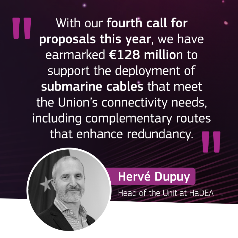 EU_HaDEA's tweet photo. 📌 Join HaDEA at Submarine Networks EMEA

Come visit HaDEA's booth (Stand 2) to get to know more about the CEF-digital topic Digital Global Gateways, current projects and future developments.

📅 18-19 February 2025

📍 London, United Kingdom

Learn more: https://t.co/WT5M89KlOV