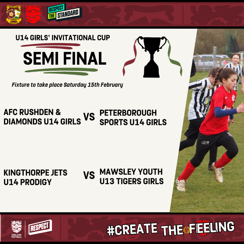 NorthantsFA's tweet photo. More County Cup action this weekend! 🏅⚽
We see the Girls Invitational Cup semi finals across the U16, U14 and U12 age groups this Saturday ⚽
On Sunday the Women's cup Quarter Final takes place 🏆
#Createthefeeling #ourpathways https://t.co/BD8Rkrzm3B