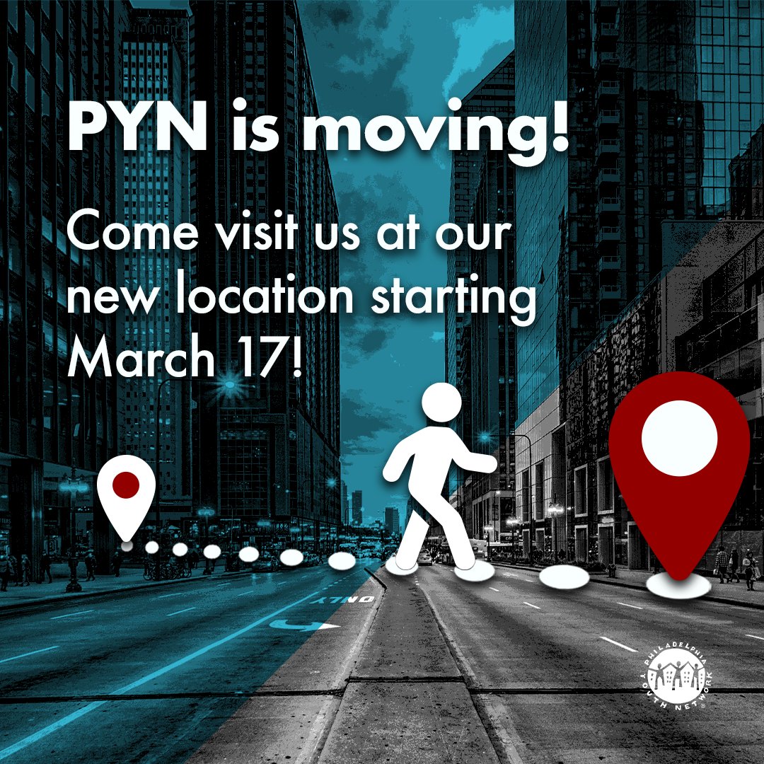 The Philadelphia Youth Network (@pyninc) on Twitter photo Exciting news! Starting March 17, PYN will have a new home at 399 Market Street, Suite 300—just diagonally across the street from our current location!
Need to reach us while we move? Give us a call at 📞 267-502-3900 or email us at 📧 info@pyninc.org. Exciting news! Starting March 17, PYN will have a new home at 399 Market Street, Suite 300—just diagonally across the street from our current location!
Need to reach us while we move? Give us a call at 📞 267-502-3900 or email us at 📧 info@pyninc.org.