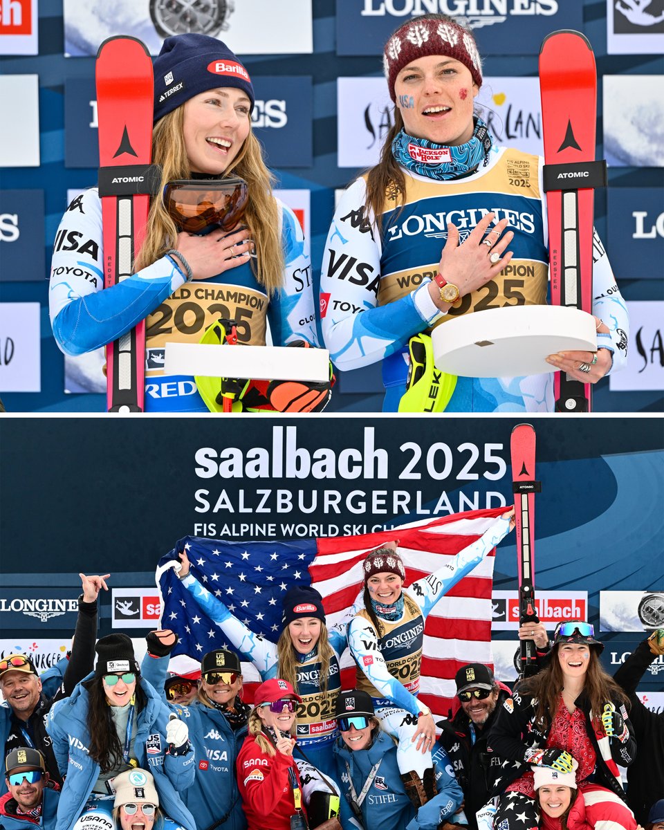 cyclingontnt's tweet image. 𝙏𝙝𝙖𝙩 𝙬𝙞𝙣𝙣𝙞𝙣𝙜 𝙛𝙚𝙚𝙡𝙞𝙣𝙜💫

🇺🇸 Breezy Johnson and Mikaela Shiffrin are the 2025 women's Team Combined gold medallists at the FIS World Ski Championships! 🥇

#fisalpine