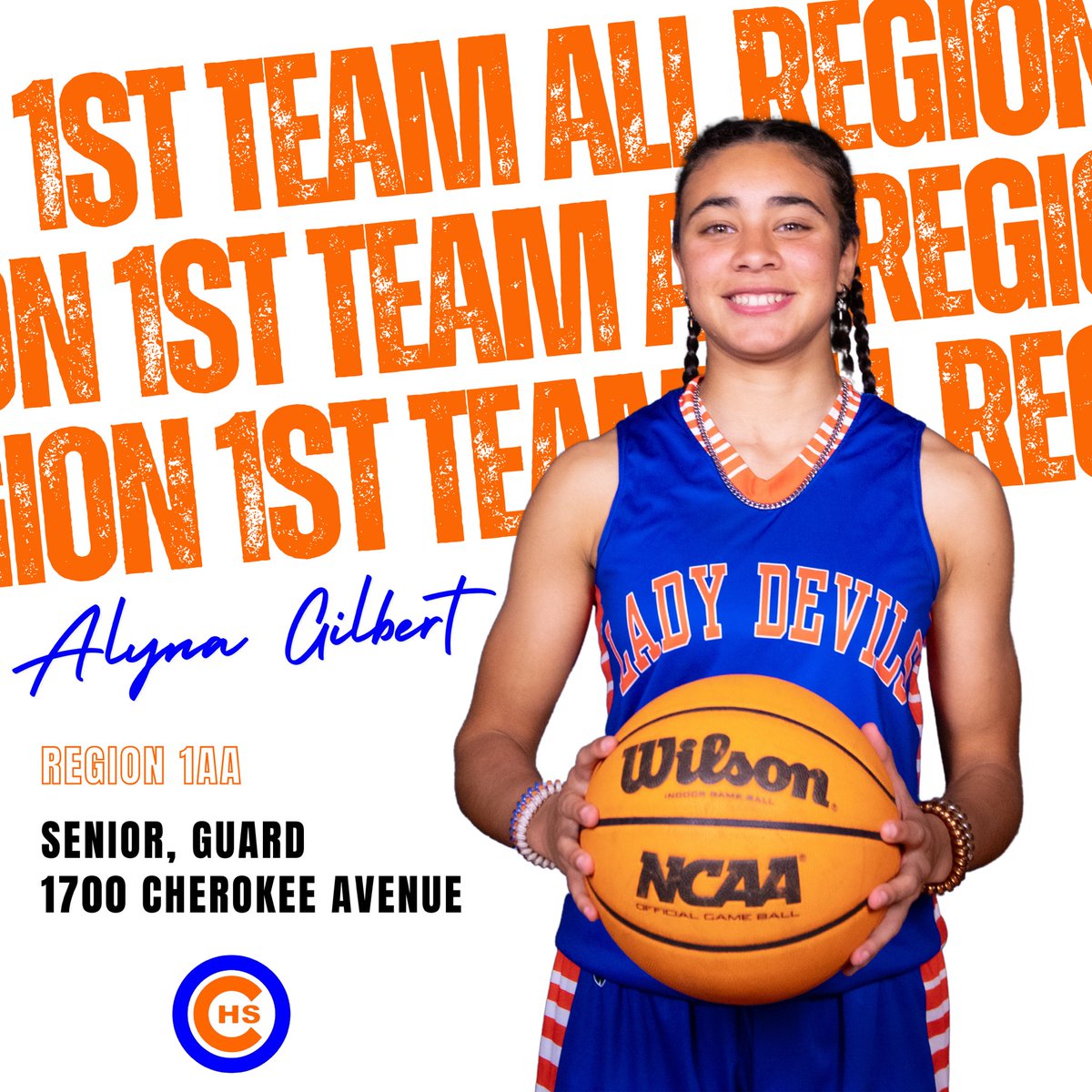Congratulations to Alyna Gilbert for being named 1st Team All Region Region 1AA for her outstanding performance during the season!!!