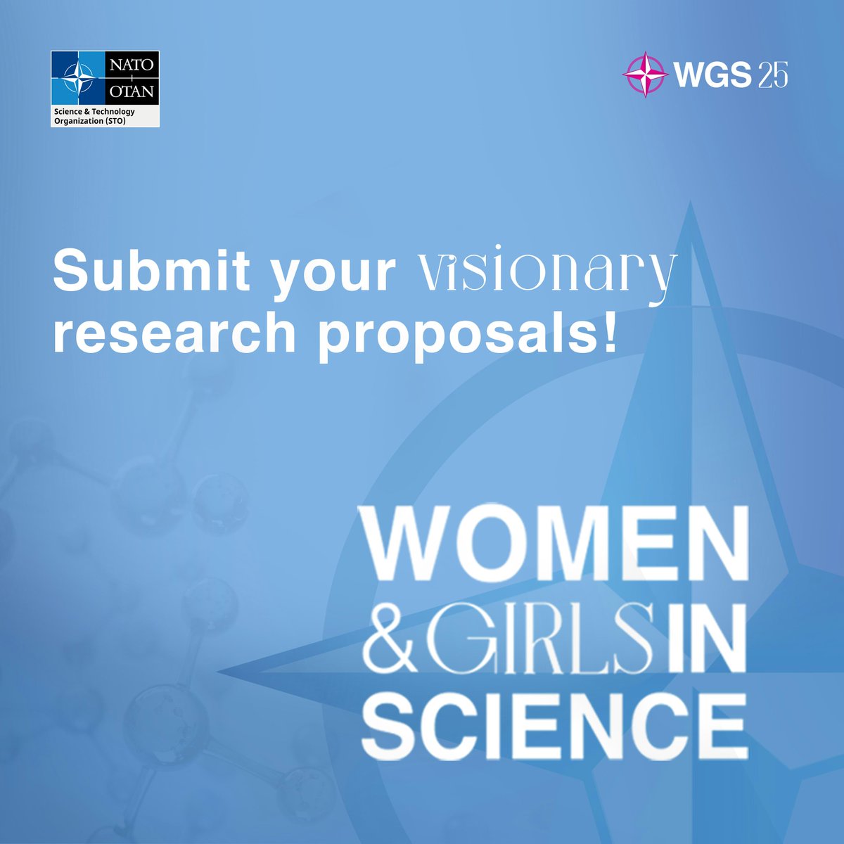 Applications open - What research idea would you like to see #NATO pursue over the next five years?

All information 👉 natostowgs.com

Let’s shape the future of global security   
 #WomenInSTEM #GirlsInSTEM