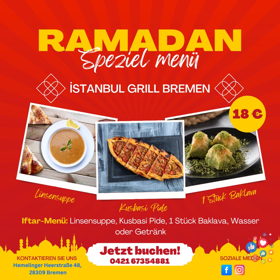 BingolLive's tweet photo. Reklamdır: Bingöllü hemşehrimiz, Almanya Bremen'de açtığı restoranda Ramazan menüsü ile indirimli ve harika yemekler sunmaktadır. Tüm Almanya Bremen ve çevresinde oturan hemşehrilerimizi bekleriz. Saygılar, Abdullah KISLAKCI
#almanyabremen #ramadan #ramazan #RamazanSpecial https://t.co/LtHvbYaw4M