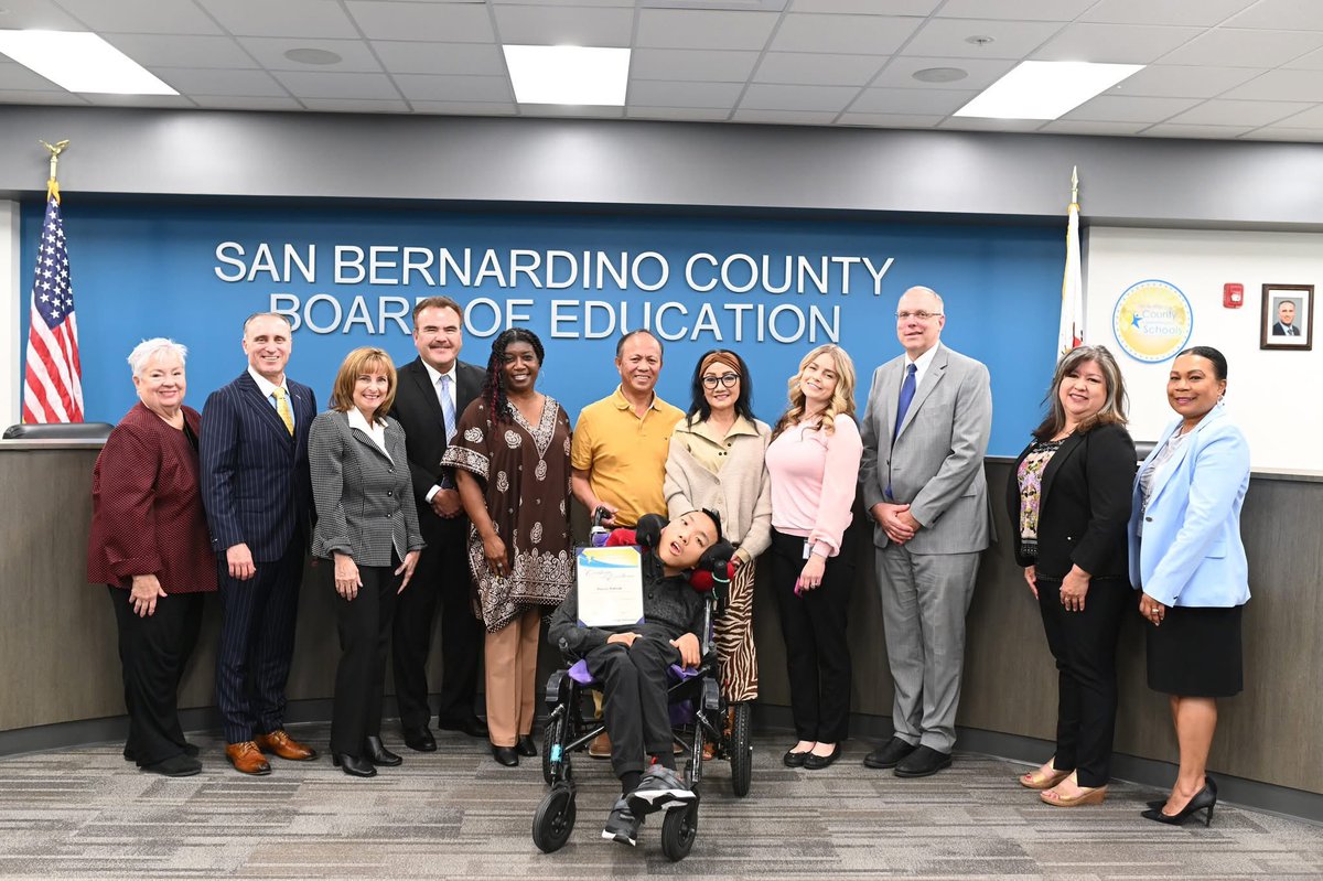 The San Bernardino County Board of Education was honored to present a certificate of excellence to Pierce Katuuk as our student of the month. 
Thank you San Bernardino County Superintendent of Schools students services.
#allaboutthechildren
