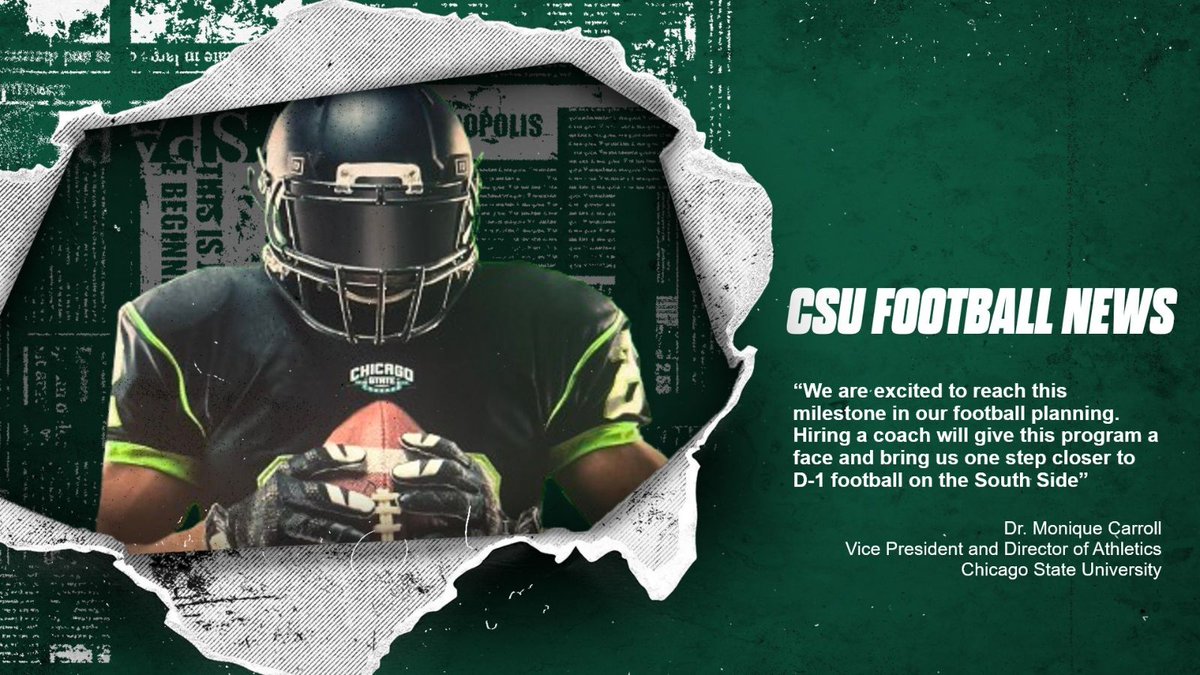 Chicago State Athletics (@chistatecougars) on Twitter photo 🏈 CSU Football News 🏈 
Chicago State University has announced they have officially launched a search for its first football coach. The Cougars are one step closer to bringing Division I FCS football to Chicago's South Side! 
READ MORE: buff.ly/3EvR4zo 🏈 CSU Football News 🏈 
Chicago State University has announced they have officially launched a search for its first football coach. The Cougars are one step closer to bringing Division I FCS football to Chicago's South Side! 
READ MORE: buff.ly/3EvR4zo