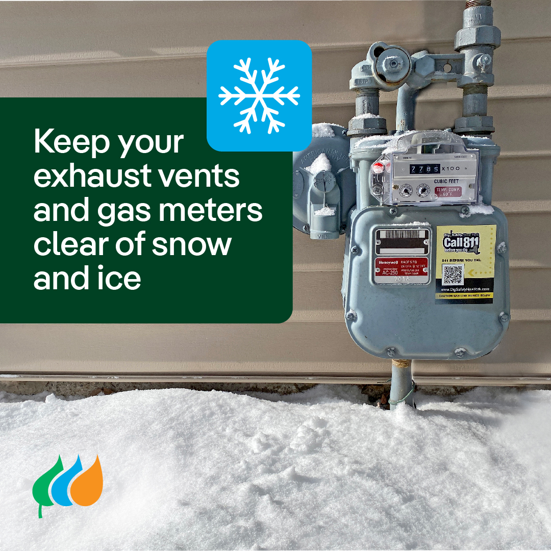 As snow and ice impact our communities, it's a reminder to keep your gas meter clear. Take a moment to walk around your property and ensure all vents are free from snow and ice buildup. Gently clear your gas meter using your hands or a broom—never use a shovel. #StaySafe