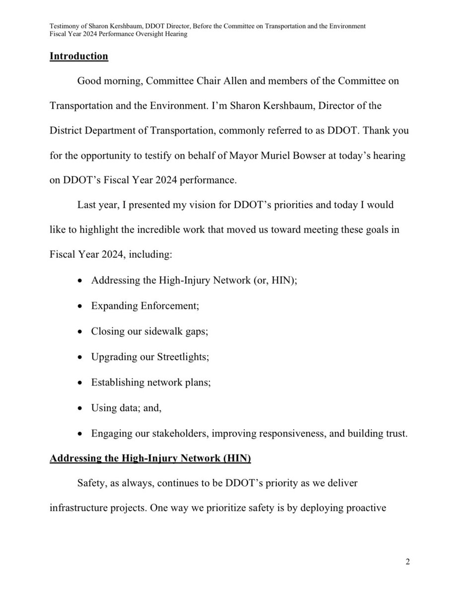 ZachBIsrael's tweet image. Interestingly, there’s not a single mention of Vision Zero in @DDOTDC Director Sharon Kershbaum’s testimony to the DC Council’s Committee on Transportation. Seems a bit odd when that’s been the explicit goal in the District for over a decade now. Has DDOT just given up on this?