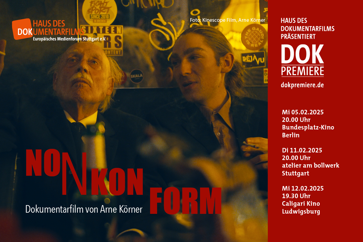 #dokpremiere NONKONFORM von Arne Körner! Das HDF zeigt den #Doku|film über Dietrich Kuhlbrodt heute, 11.2.25 um 20 Uhr, im Atelier am Bollwerk in #Stuttgart und morgen, 12.2.25 um 19.30 Uhr, Caligari-Kino #Ludwigsburg. Jetzt Tickets sichern! Alle Infos: dokpremiere.de.