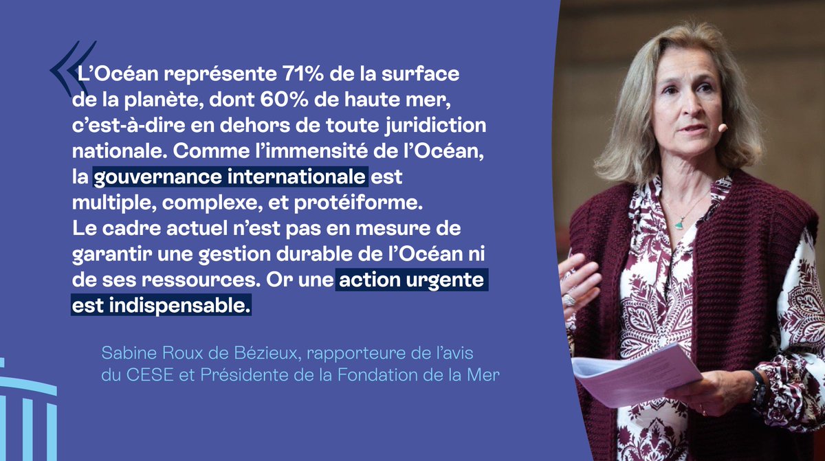 CESE (@lecese) on Twitter photo Séance plénière | Protection de l’Océan : l'UNOC 3 une étape déterminante
<a href="/SBezieux/">Sabine Roux de Bezieux</a> insiste : « Il est urgent d'agir maintenant pour la protection de l'Océan et l'#UNOC est l'occasion de dépasser les clivages politiques » ⤵️ Séance plénière | Protection de l’Océan : l'UNOC 3 une étape déterminante
<a href="/SBezieux/">Sabine Roux de Bezieux</a> insiste : « Il est urgent d'agir maintenant pour la protection de l'Océan et l'#UNOC est l'occasion de dépasser les clivages politiques » ⤵️