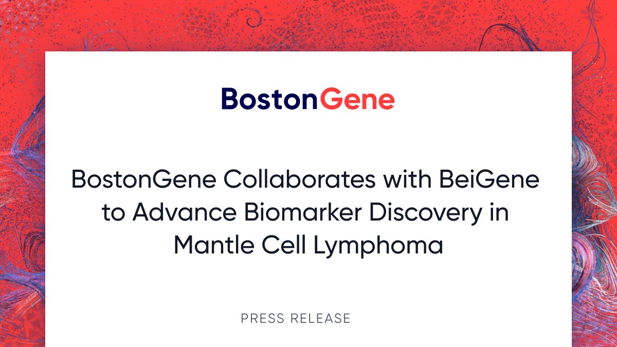 BostonGeneCorp (@bostongenecorp) on Twitter photo We are excited to announce a collaboration with <a href="/BeiGeneGlobal/">BeiGeneGlobal</a> to advance biomarker discovery in mantle cell lymphoma. This collaboration will leverage BostonGene's comprehensive AI platform and molecular profiling to identify biomarkers associated with disease response and We are excited to announce a collaboration with <a href="/BeiGeneGlobal/">BeiGeneGlobal</a> to advance biomarker discovery in mantle cell lymphoma. This collaboration will leverage BostonGene's comprehensive AI platform and molecular profiling to identify biomarkers associated with disease response and