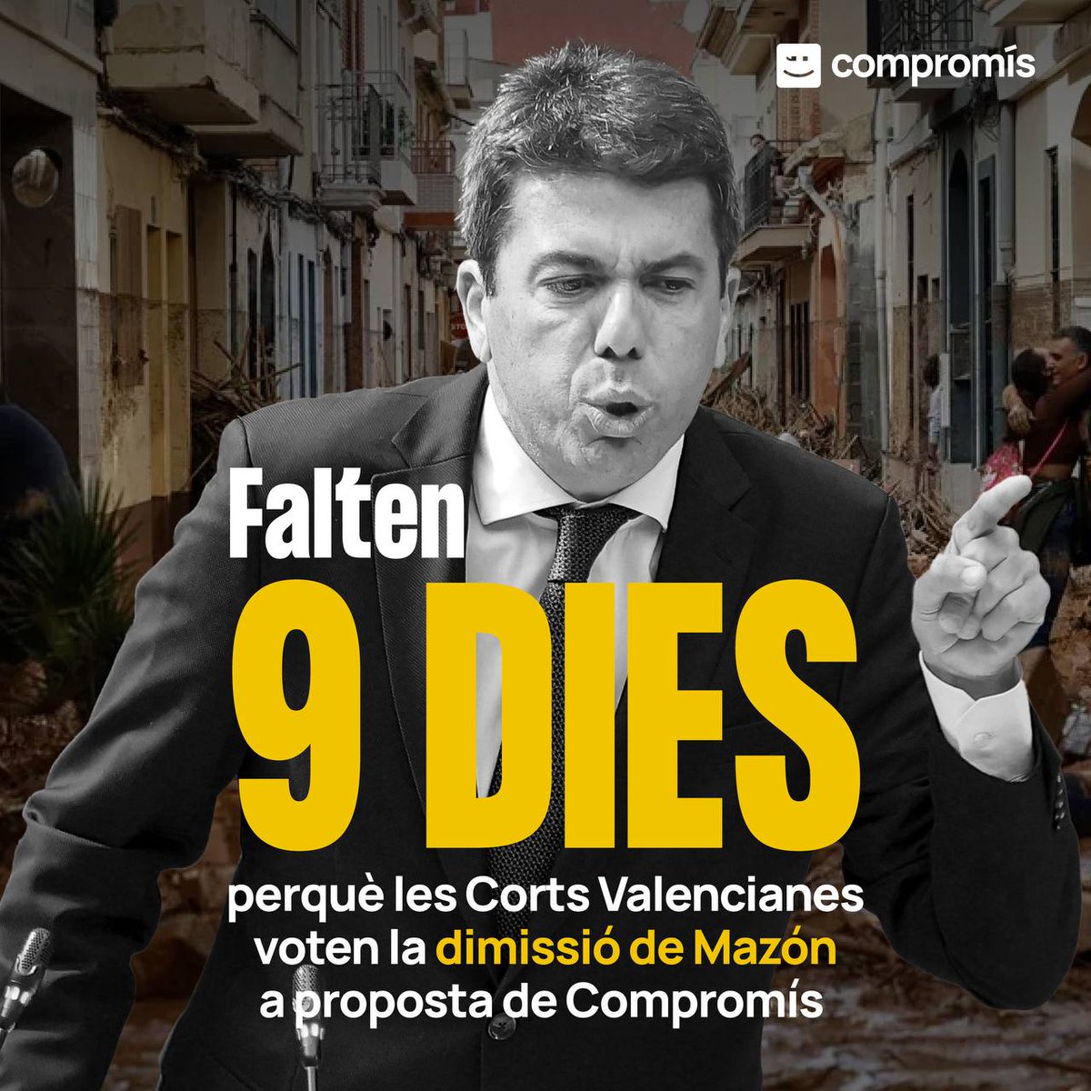 El pròxim 20 de febrer cada diputat i diputada haurà de votar a les Corts valencianes si demana o no la dimissió de Mazón.

Nosaltres votarem Sí a la dimissió.
Perquè deixe de mentir.
Perquè deixe de fer caixa.
Per la memòria i dignitat de les 227 víctimes mortals.