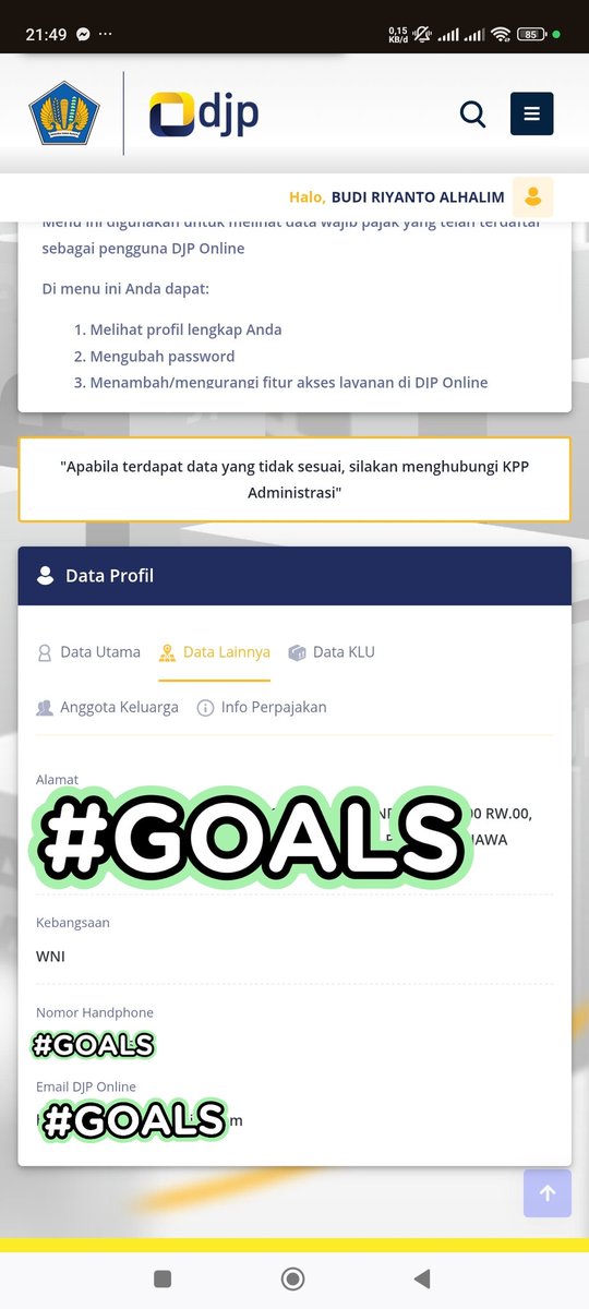 b_riyant_a's tweet photo. @kring_pajak selamat malam, mohon bantuannya untuk bisa mengganti nomor handphone, baru ngeh ternyata salah satu angka https://t.co/Po36rLYTof