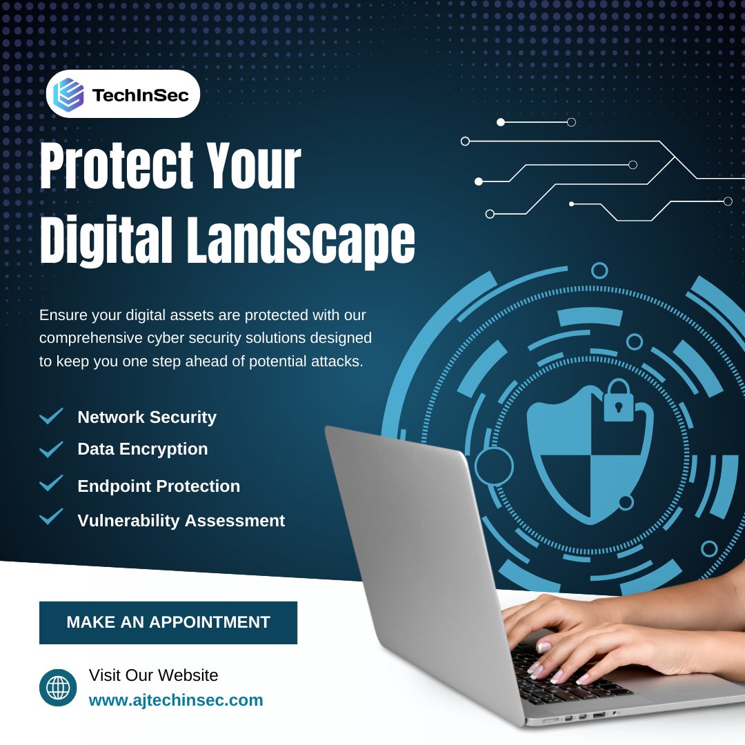TechInSecurity's tweet image. 𝐏𝐫𝐨𝐭𝐞𝐜𝐭 𝐘𝐨𝐮𝐫 𝐃𝐢𝐠𝐢𝐭𝐚𝐥 𝐋𝐚𝐧𝐝𝐬𝐜𝐚𝐩𝐞 𝐰𝐢𝐭𝐡 𝐓𝐞𝐜𝐡𝐈𝐧𝐒𝐞𝐜!
🔹 Network Security
📷 Data Encryption
📷 Vulnerability Assessment
📷 Book an appointment today!
📷ajtechinsec.com
#CyberSecurity #TechInSec
