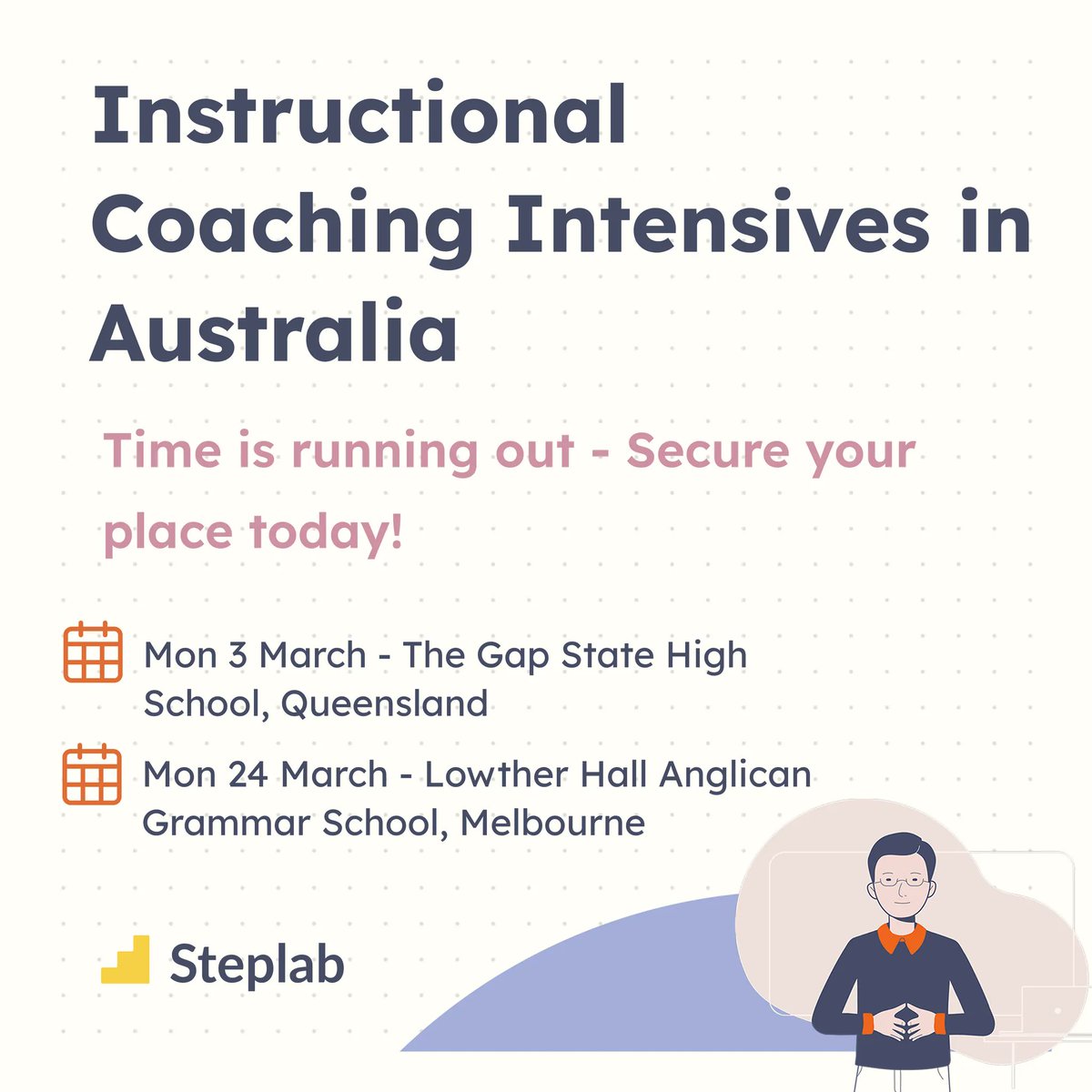 🚨 Australia Intensives 🚨

📍 Brisbane, QLD – The Gap State High School | March 3 👉 tickettailor.com/events/steplab…

📍 Melbourne, VIC – Lowther Hall Anglican Grammar School | March 24 👉 tickettailor.com/events/steplab…

Join us for a full day of expert-led instructional coaching training.