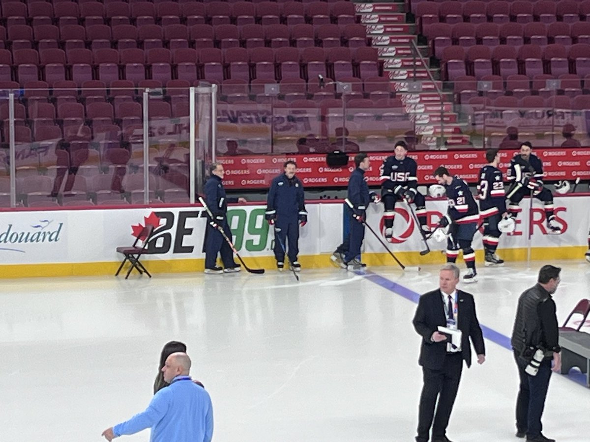 cotsonika's tweet photo. Guy Gaudreau is on the ice with the United States, which will take a team photo and then practice at Bell Centre. https://t.co/ehyQM1EGT0