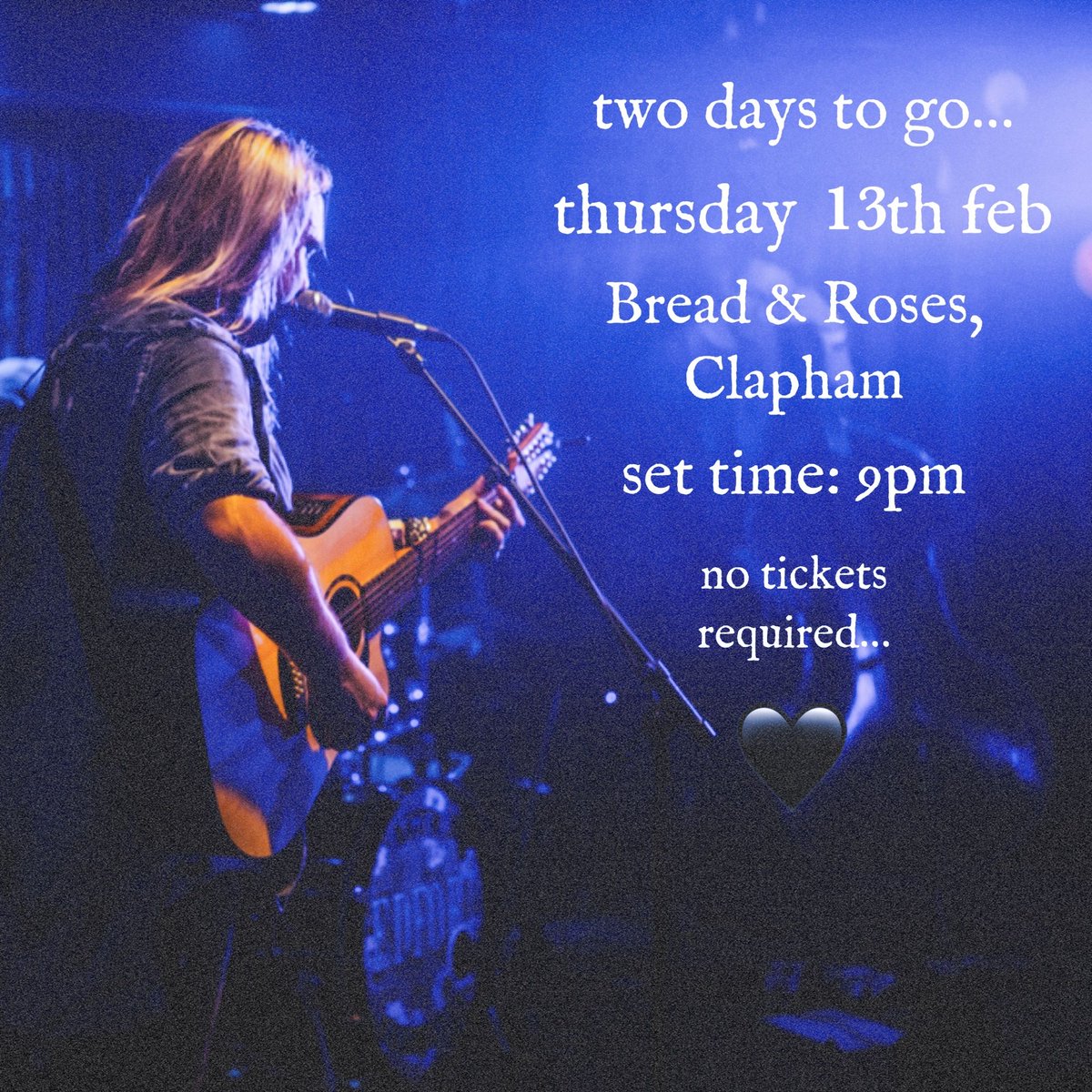 h_eldritch's tweet photo. This Thursday - our first live showcase of the year at The Bread &amp; Roses, Clapham.

Entry costs nothing at all - but you’d be our whole world for the evening 😍…

H x

#livemusic #acoustic #newmusic #indiefolk #singersongwriter #glastonburyfestival #musicfestival #acousticguitar https://t.co/yo37LMzJrY