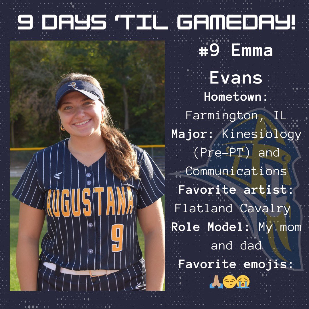 Only 9 more days until the season opener! Meet #9, 3B from Farmington, IL, <a href="/emma_evans32/">Emma Evans</a> - #VikesOnSpikes <a href="/augieathletics/">Augustana Vikings</a>