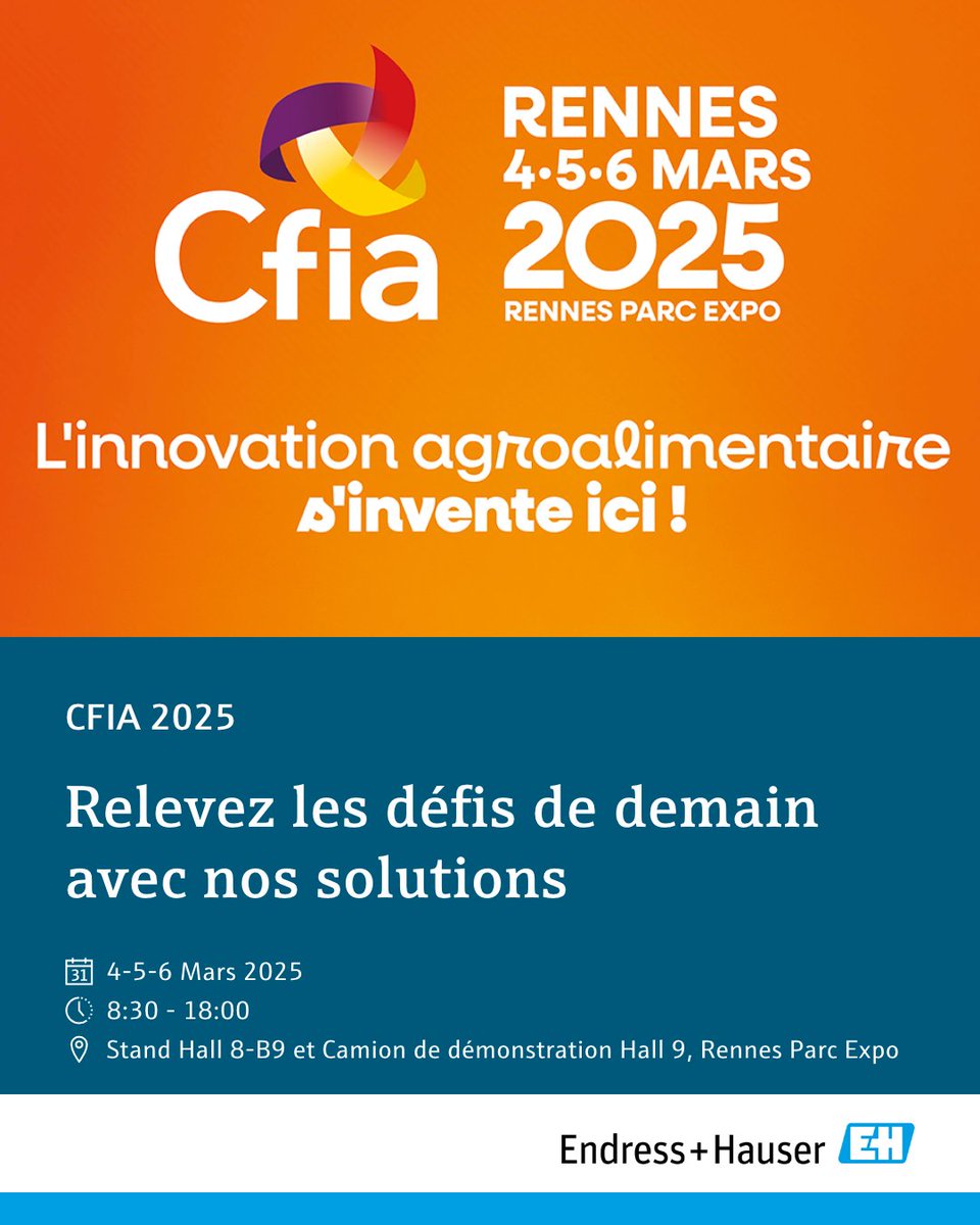Retrouvez-nous au <a href="/CFIAexpo/">CFIA Expo</a> les 4-5-6 mars 2025 !

Rendez-vous sur notre stand Hall 8-B9 et dans Showtruck 🚛 Hall 9 pour parler #décarbonation, #optimisationprocess, comptage matière, #qualité en ligne, #reuse…

Créez votre badge gratuit 👉 eh.digital/4hPJJci

#CFIA2025